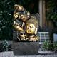 Solar Buddha Head Outdoor Fountain Garden Water Feature Led Statues Home