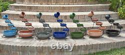 Solar Ceramic Water Feature Fountain with Battery Backup & LEDs Solaray Blue