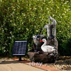 Solar Duck Water Feature Tiered Well Cascade Fountain Battery LED Lights 49cm
