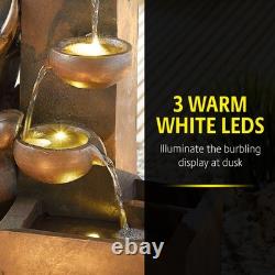 Solar Elephant Water Feature with LED Lights Tiered Fountain Garden Ornament