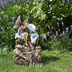 Solar Fairy Liliana Cascade Outdoor Water Fountain Feature Garden Bird Bath