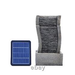 Solar Fountain Outdoor Garden Water Feature LED Polyresin Natural Statues Stone