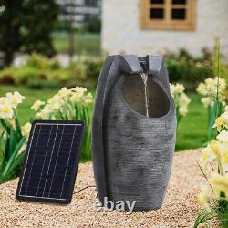 Solar Fountain Outdoor Garden Water Feature LED Stone Pot Statues Decoration