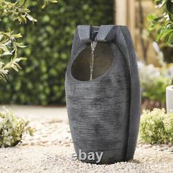 Solar Fountain Outdoor Garden Water Feature LED Stone Pot Statues Decoration
