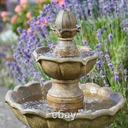 Solar Fountain Water Feature Garden Ornament Trickling Waterfall Outdoor Bird