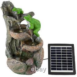 Solar Fountain Water Feature LED Polyresin Outdoor Statues Garden Decor Frog