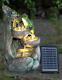 Solar Frog Fountain Outdoor Water Feature Led Polyresin Statues Garden Decor