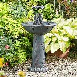Solar Frog Frolics Umbrella Outdoor Garden Water Fountain Feature Bird Bath