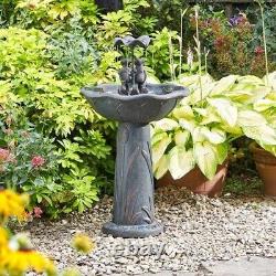 Solar Frog Water Feature Fountain Umbrella Garden Outdoor Ornament Bird Bath