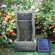 Solar Garden Fountain Curved Slate Outdoor Decor Water Feature With Led Lights