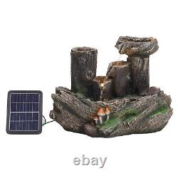 Solar Garden Fountain Water Feature LED Lights Indoor Outdoor Polyresin Statues