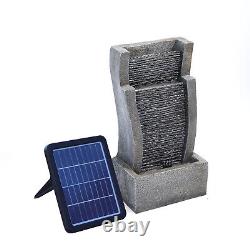 Solar Garden Ornament Water Fountain LED Lights Outdoor Curved Tall Waterfall UK