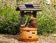 Solar Garden Outdoor Wishing Well Water Barrel Fountain Bird Bath Feature Decor