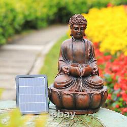 Solar Garden Water Feature Fountain Buddha Zen LED Indoor Outdoor Statues Decor