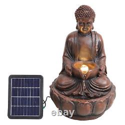 Solar Garden Water Feature Fountain Buddha Zen LED Indoor Outdoor Statues Decor