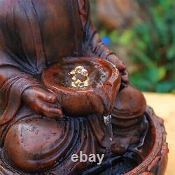 Solar Garden Water Feature Fountain Buddha Zen LED Indoor Outdoor Statues Decor