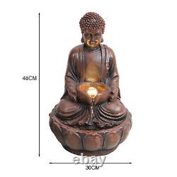 Solar Garden Water Feature Fountain Buddha Zen LED Indoor Outdoor Statues Decor