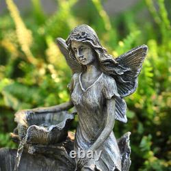 Solar Garden Water Feature Fountain LED Lights Outdoor Fairy Statues Ornament UK