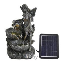 Solar Garden Water Feature Fountain LED Lights Outdoor Fairy Statues Ornament UK