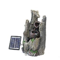 Solar Garden Water Feature Fountain LED Lights Outdoor Statues Ornament Cascade