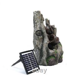 Solar Garden Water Feature Fountain LED Lights Outdoor Statues Ornament Cascade