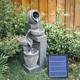 Solar Garden Water Feature Fountain With Led Light Cascading Stone Outdoor Eco