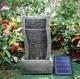 Solar Garden Water Feature Fountain With Led Light Cascading Stone Outdoor Eco