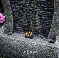 Solar Garden Water Feature Fountain with LED Light Cascading Stone Outdoor ECO