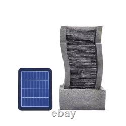 Solar Garden Water Feature Fountain with LED Light Cascading Stone Outdoor ECO