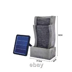 Solar Garden Water Feature Fountain with LED Light Cascading Stone Outdoor ECO