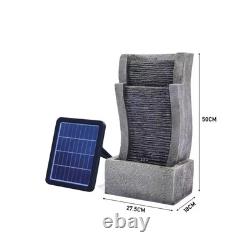 Solar Garden Water Feature Fountain with LED Light Cascading Stone Outdoor ECO