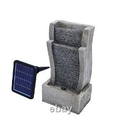 Solar Garden Water Feature Fountain with LED Light Cascading Stone Outdoor ECO