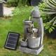 Solar Garden Water Feature Fountain With Led Light Outdoor Cascading Bowls Eco