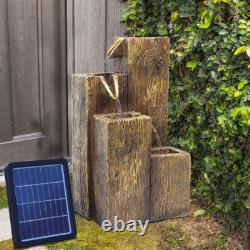 Solar Garden Water Feature Fountain with LED Light Outdoor Cascading Bowls ECO