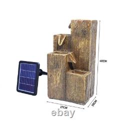 Solar Garden Water Feature Fountain with LED Light Outdoor Cascading Bowls ECO