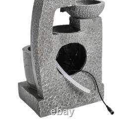 Solar Garden Water Feature Fountain with LED Light Outdoor Cascading Bowls ECO