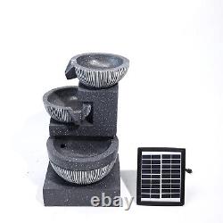 Solar Garden Water Feature LED Fountain Outdoor Statue Rockfall & Water Decor