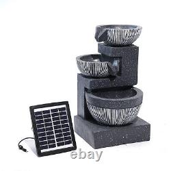 Solar Garden Water Feature LED Fountain Outdoor Statue Rockfall & Water Decor