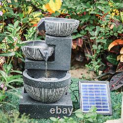 Solar Garden Water Feature LED Fountain Outdoor Statue Rockfall & Water Decor