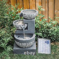 Solar Garden Water Feature LED Fountain Outdoor Statue Rockfall & Water Decor