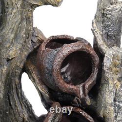 Solar Garden Water Feature Rockery Fountain LED Cascading Tiered Outdoor Decor