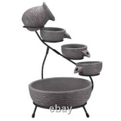 Solar Garden Water Fountain Feature Freestanding Cascade Outdoor Decor Waterfall