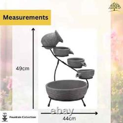 Solar Garden Water Fountain Feature Freestanding Cascade Outdoor Decor Waterfall