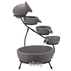 Solar Garden Water Fountain Feature Freestanding Cascade Outdoor Decor Waterfall