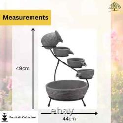 Solar Garden Water Fountain Feature Freestanding Cascade Outdoor Decor Waterfall