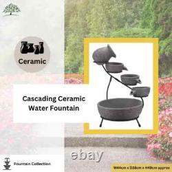 Solar Garden Water Fountain Feature Freestanding Cascade Outdoor Decor Waterfall