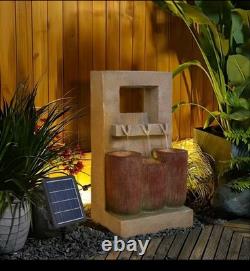 Solar Garden Water Fountain LED Resin Outdoor Feature Decor With Pump & Panel
