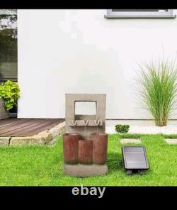 Solar Garden Water Fountain LED Resin Outdoor Feature Decor With Pump & Panel