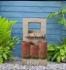 Solar Garden Water Fountain LED Resin Outdoor Feature Decor With Pump & Panel