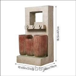 Solar Garden Water Fountain LED Resin Outdoor Feature Decor With Pump & Panel